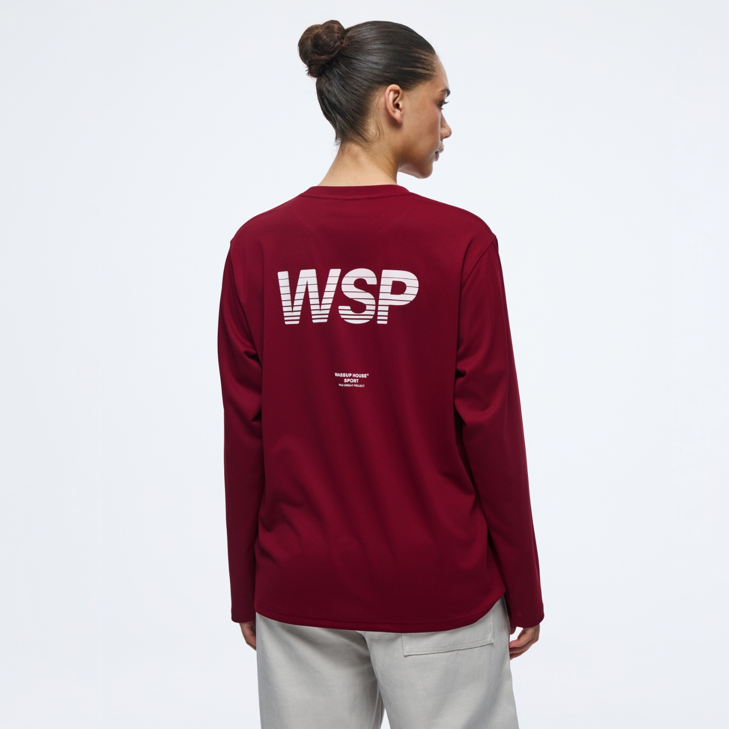 WassupHouse网眼标语印花长袖t恤