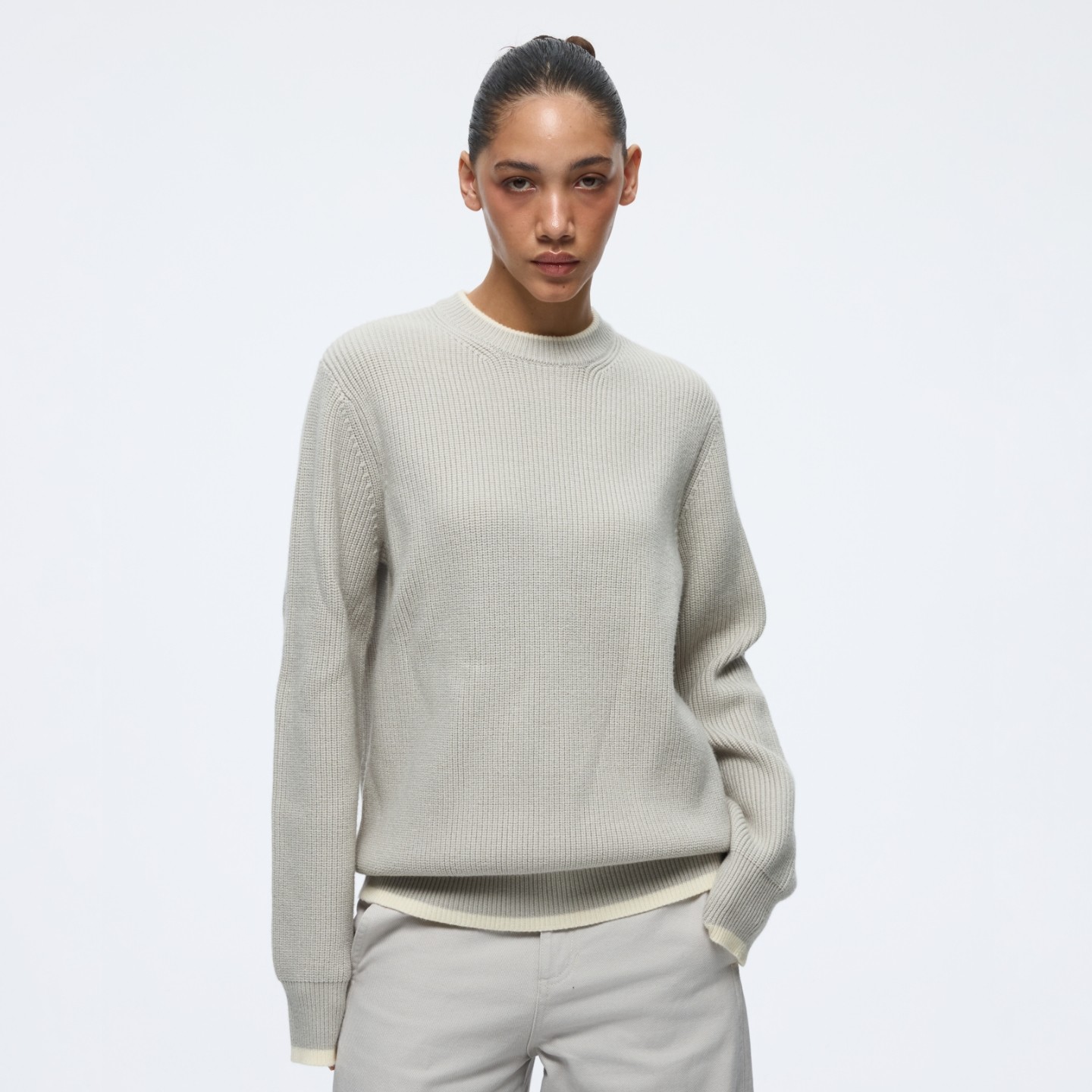 WassupHouse撞色圆领套头毛衣