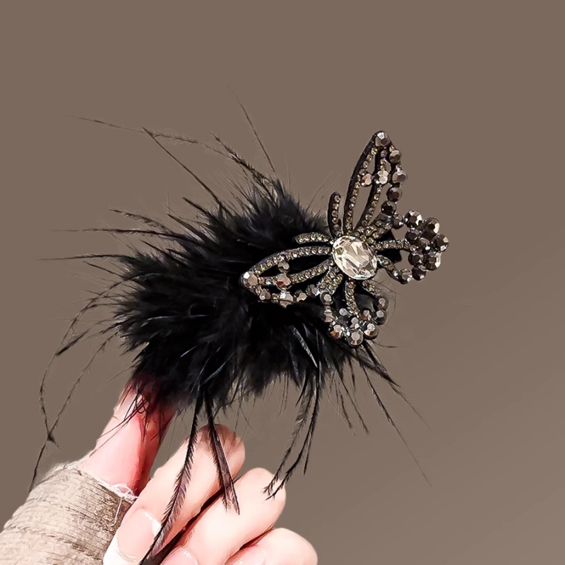 水钻蝴蝶毛毛发夹侧边刘海夹子