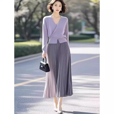 流行女装套装秋2025秋冬新款轻奢高级感女人味上衣+半身裙两件套