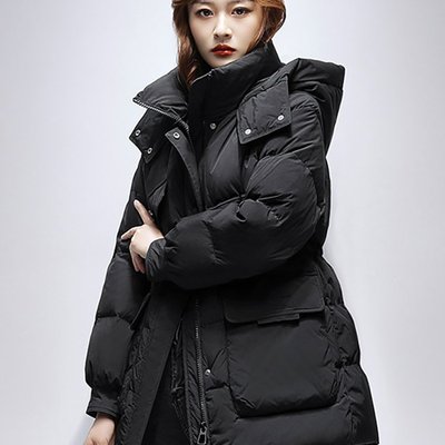 YAYA同款中长款羽绒服女2025新款冬季爆款时尚加厚收腰小个子外套