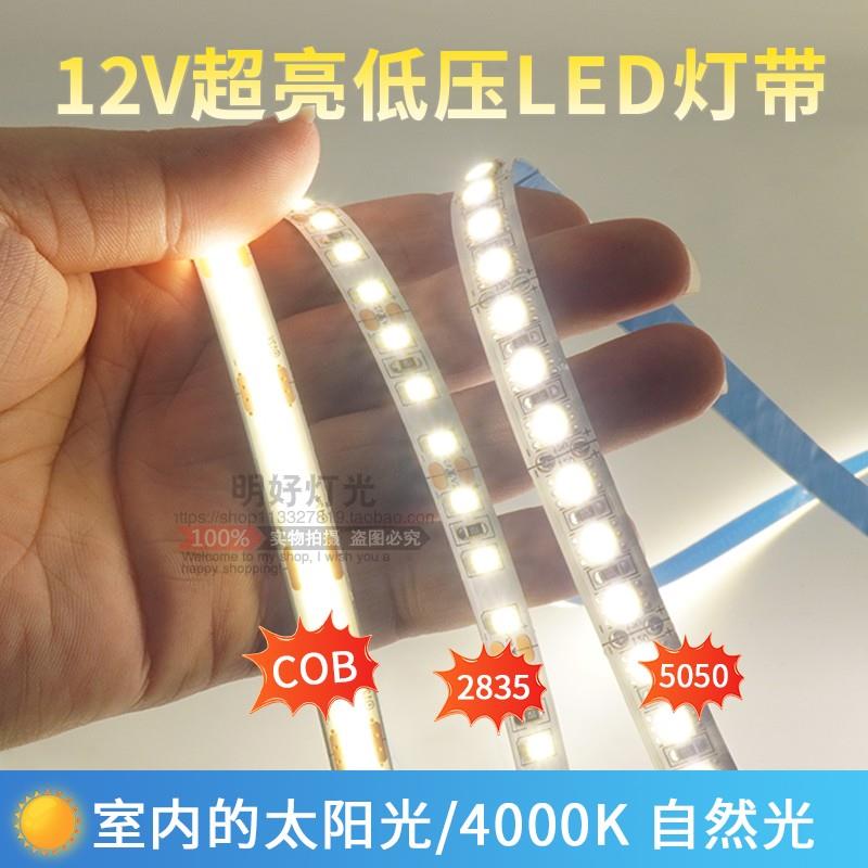 led灯带12V5050/5630软灯带4000K自然白中性光防水5050贴片软灯带