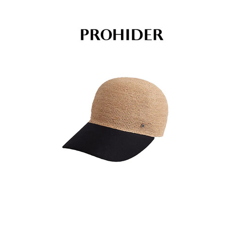 PROHIDER颇嗨 夏季新款纯手工拉菲草钩针草布拼接棒球帽男女休闲