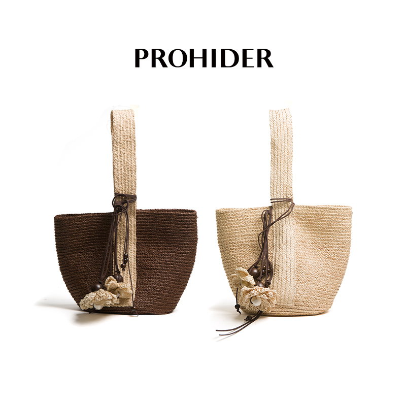 休闲度假拉菲草编手提草编小包