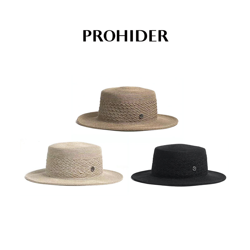 PROHIDER 复古百搭麻花草编辫子拼接平顶草帽PH2501829