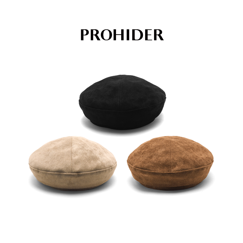 轻奢老钱百搭麂皮感贝雷帽