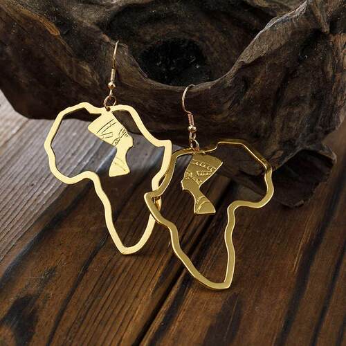 Creative earrings, stainless steel African map earrings耳环