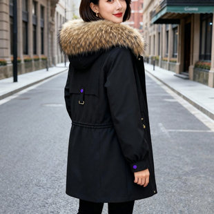 海宁皮草派克服女2025冬季 獭兔毛内胆可拆卸皮毛一体妈妈外套 新款