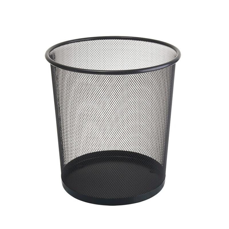 庄太太【黑色大号】铁艺垃圾桶铁网纸篓办公室镂空黑色铁丝网无盖