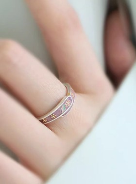 925银复古新中式紫气东来繁花戒指环开口调节民族风女小众高级感