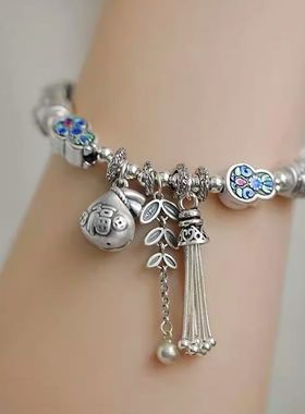 925银景泰蓝福禄如意手链手串女