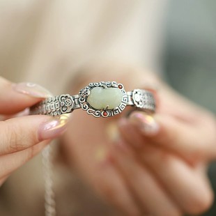 925银新中式复古典做旧民族风铜钱招财貔貅南红手镯女手链高级感