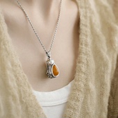 925银复古做旧百财白菜吊坠轻奢时尚 女士高颜值气质项坠礼物饰品