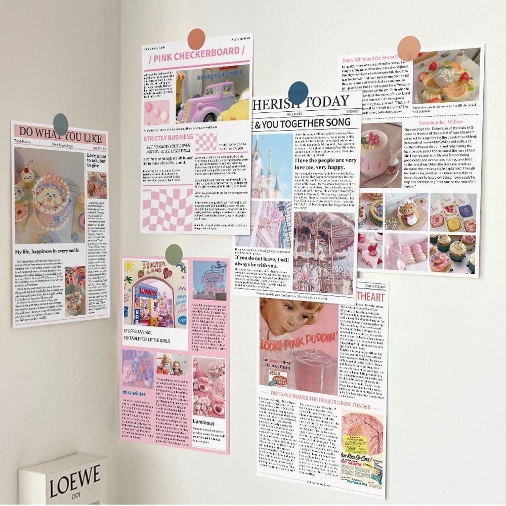 35张ins风美式粉色记忆卡片墙贴