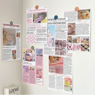 饰背景拍照素材 35张ins风美式 粉色记忆卡片墙贴家居室内墙面装