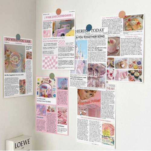 35张ins风美式粉色记忆卡片墙贴