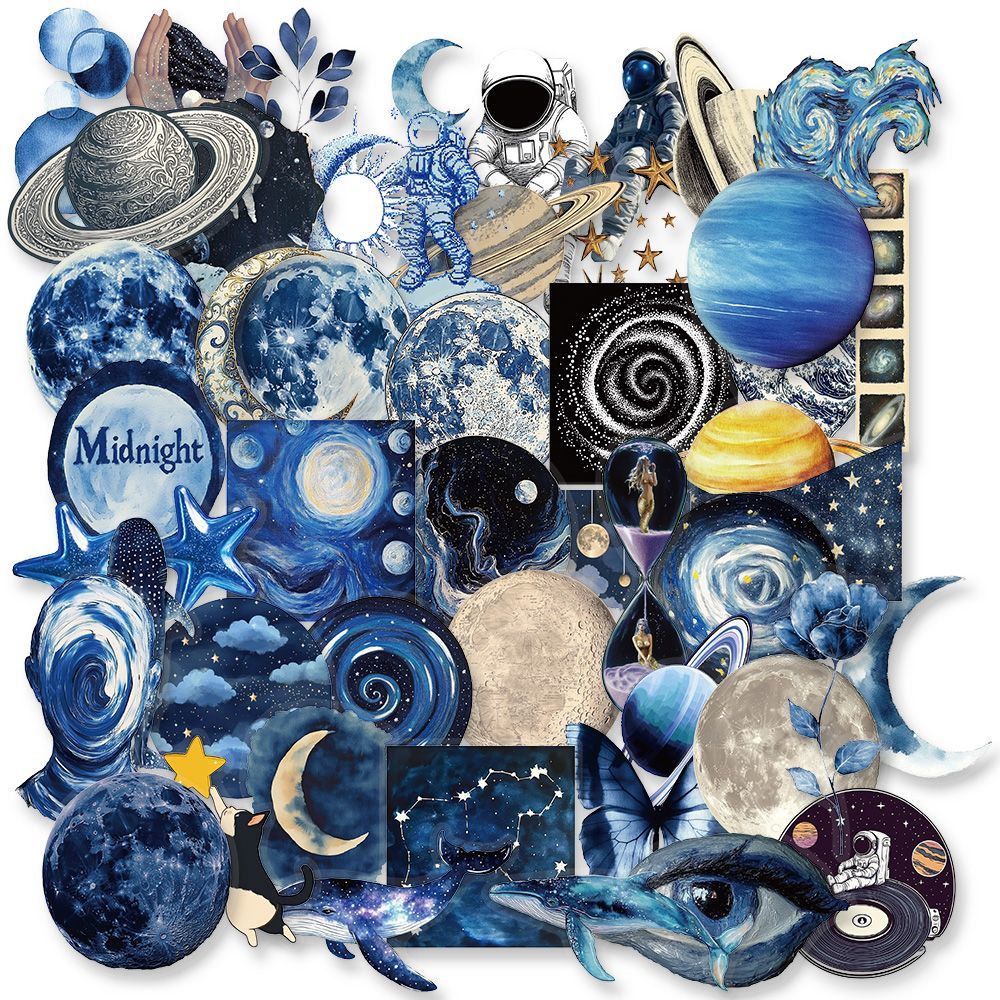 50张蔚蓝太空创意涂鸦贴纸