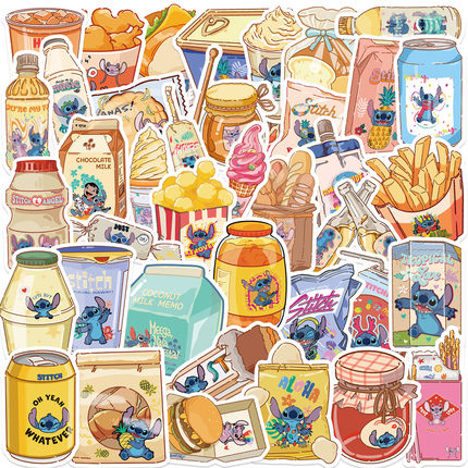 80张史迪仔零食贴纸星际宝贝贴画笔记本电脑手机装饰贴手账素材贴