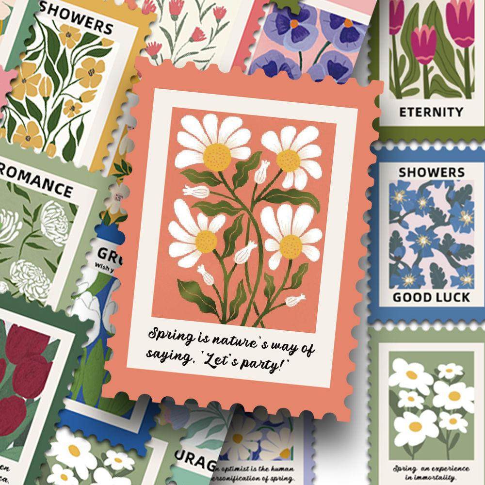 100张花卉邮票贴纸复古风花朵涂鸦手账手机壳笔记本装饰防水贴画,文具电教/文化用品/商务用品,贴纸/立体贴纸,淘宝优惠券,粉丝福利购,淘宝优惠卷