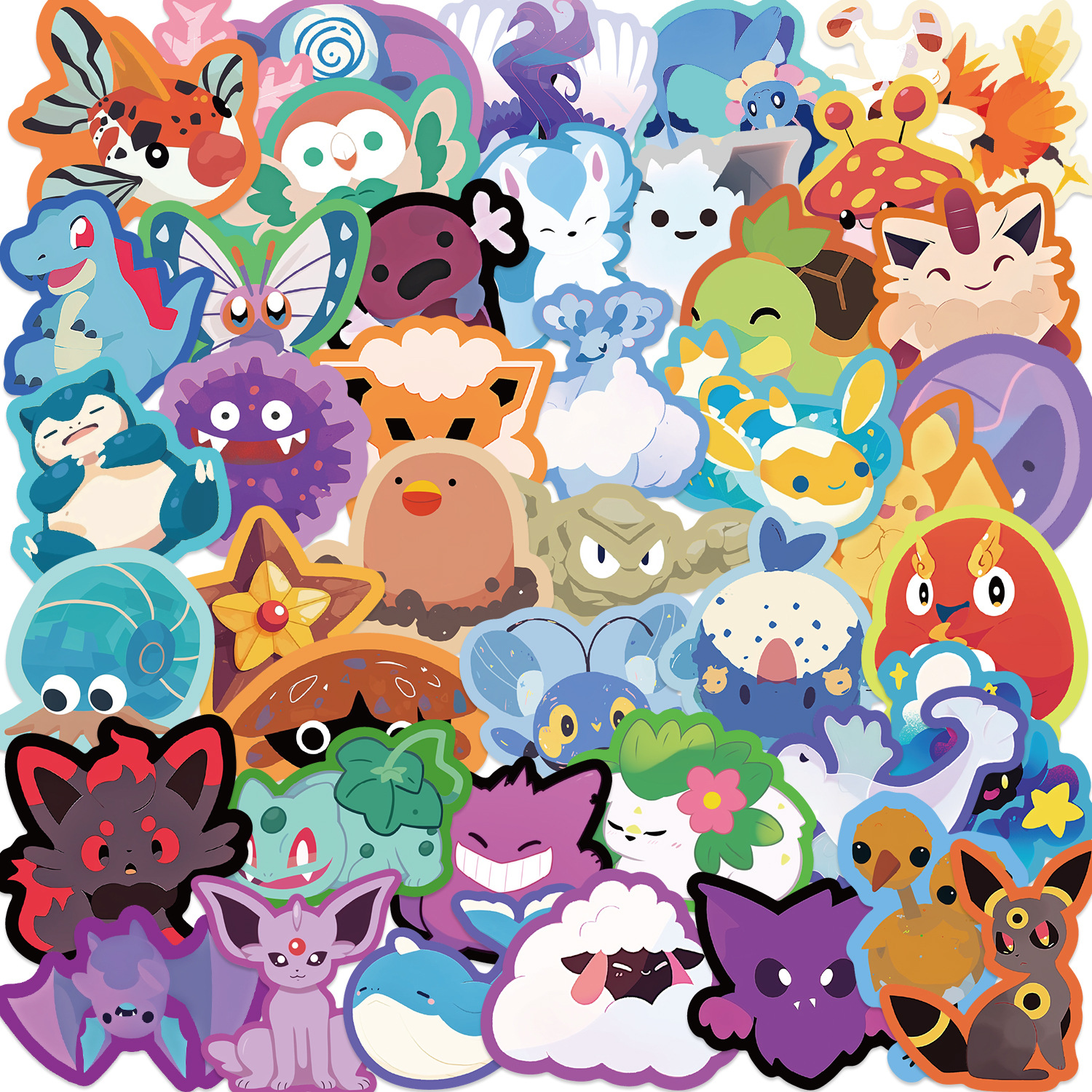100张口袋妖怪主题的谜团贴纸宝可梦宠物小精灵手账diy装饰贴画。