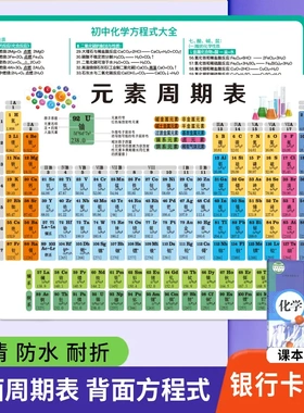 初中化学元素周期表卡片物理化学公式常考知识点数理化必背大全。