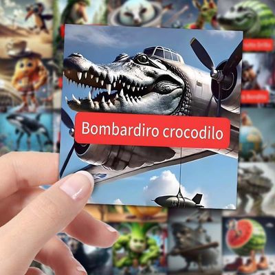 118张tungtungtungsahur美国山海经贴纸抽象搞笑不明意义的贴纸。