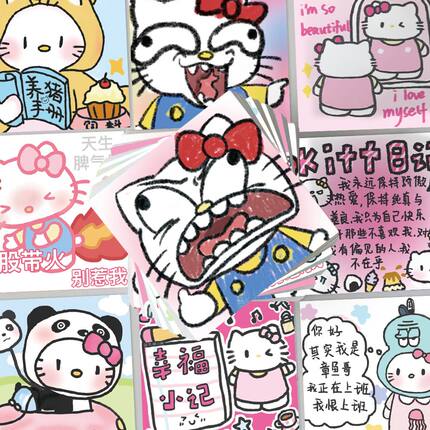 62张helloKitty可爱表情包贴纸卡通搞笑沙雕手机壳笔记本防水贴画