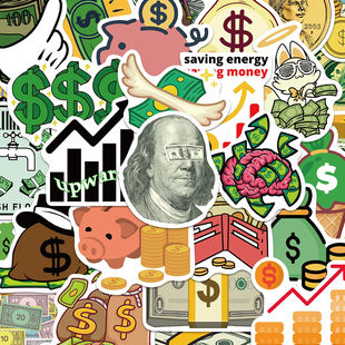 饰防水贴纸 美金手机壳笔记本电脑装 50张搞钱美元 创意卡通贴纸美式