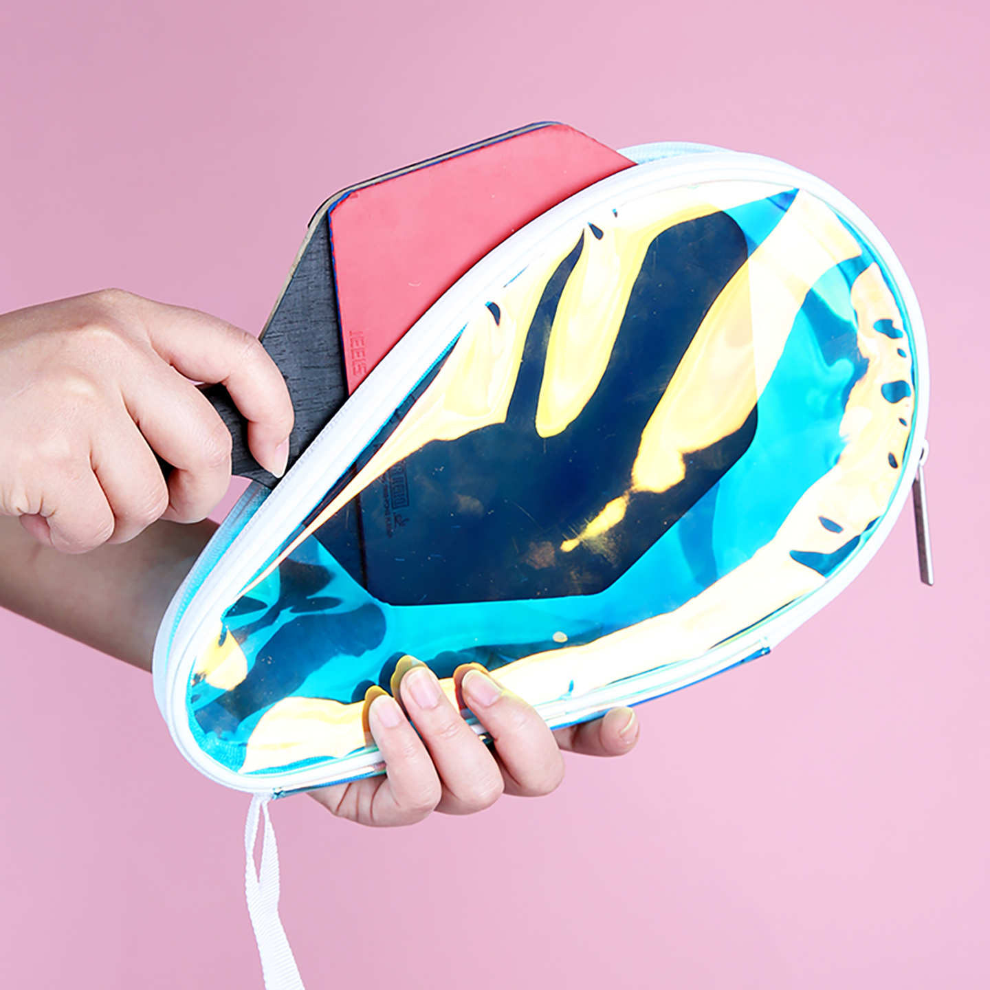 镭射乒乓球拍套带透明硬质果冻