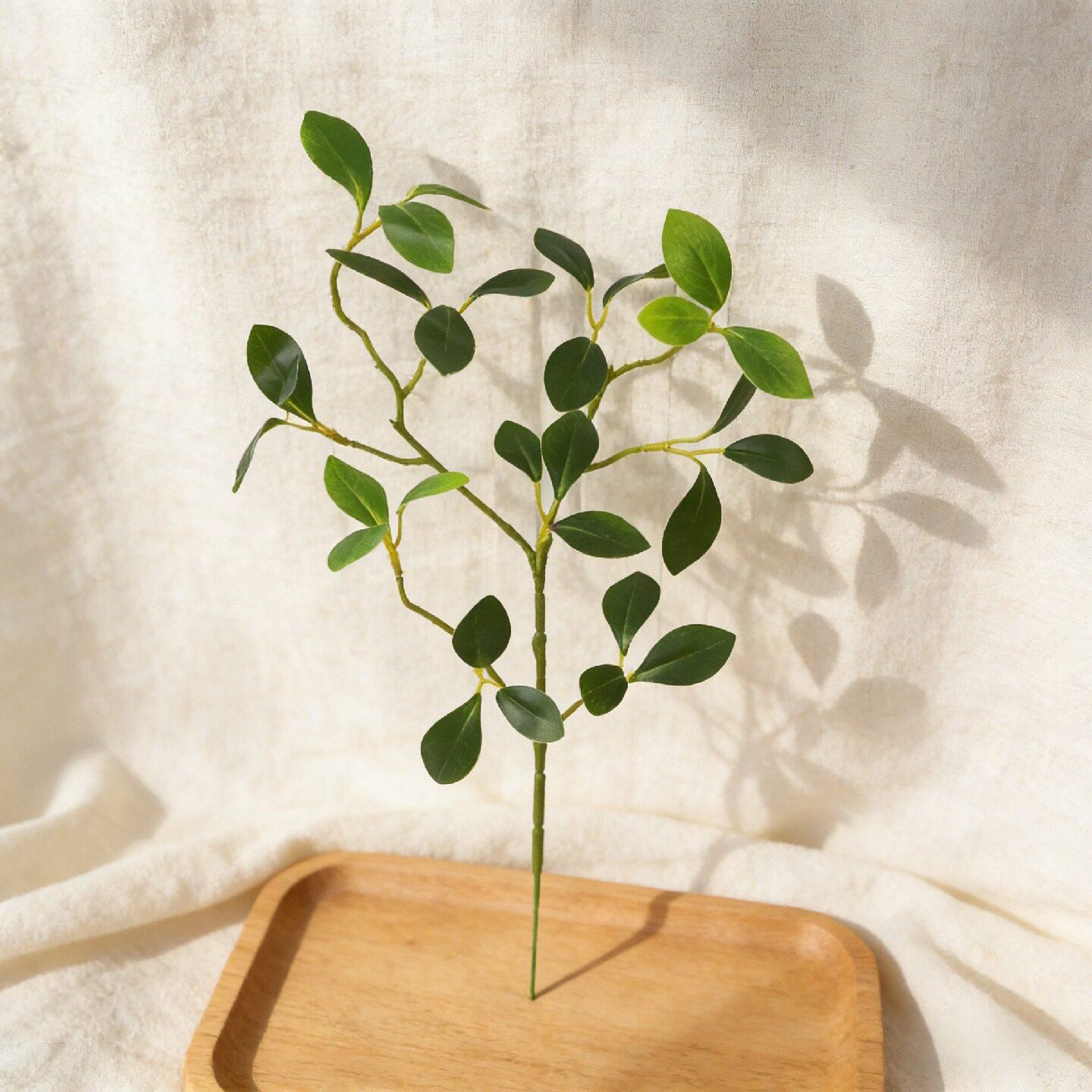 仿真豆瓣叶人造假绿植过胶叶子家居装饰插花摆件豆瓣叶花束树叶