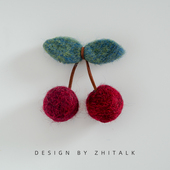 胸针可爱日系毛绒配饰酒红色樱桃外套毛衣装 饰品小清新书包别针