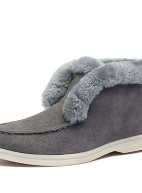 Ladies suede leather boots fur Warm winter shoes for women