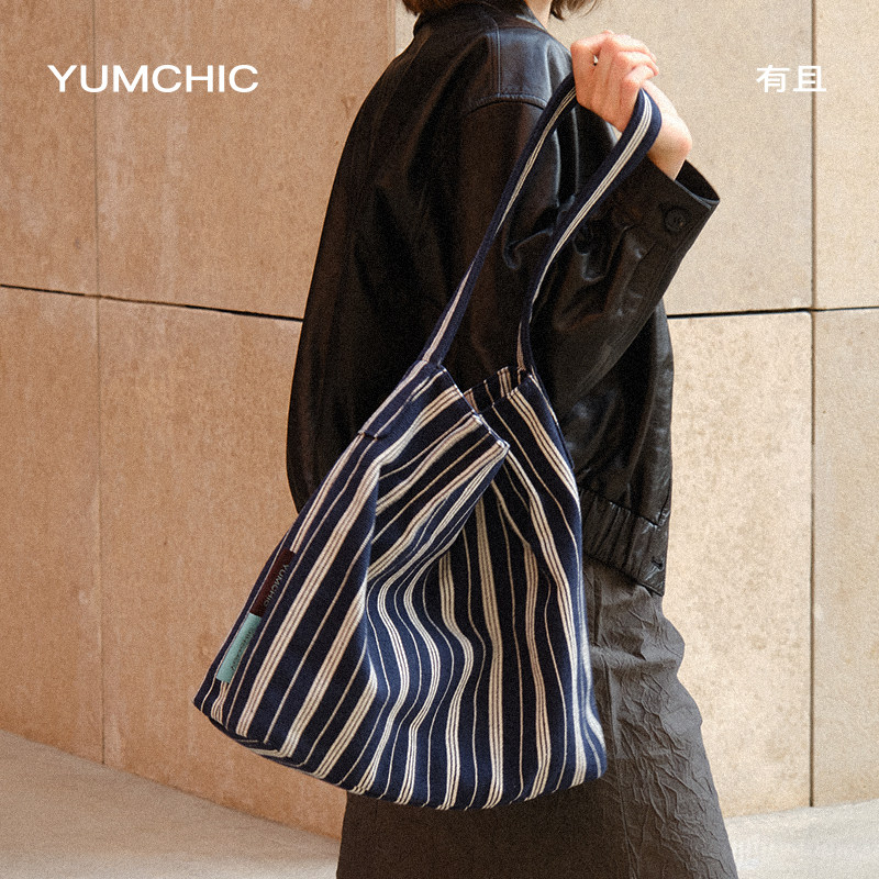 YUMCHIC.City — 帆布随行包波浪纹度假风涤棉单肩重磅帆布包
