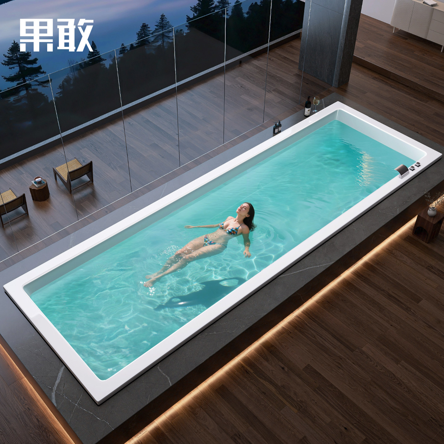 果敢嵌入式浴池网红酒店民宿别墅家用大平层可定制浴缸泡澡泳池