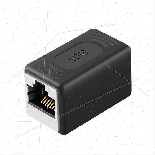 。网线对接头CAT6A网络直通头RJ45对接器母转接头工业级网线延长