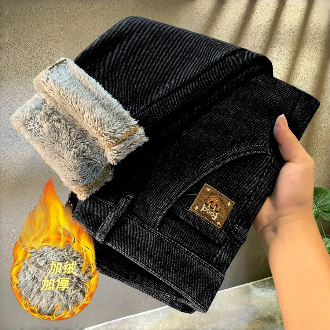 御境服饰雪狐绒加绒牛仔裤保暖
