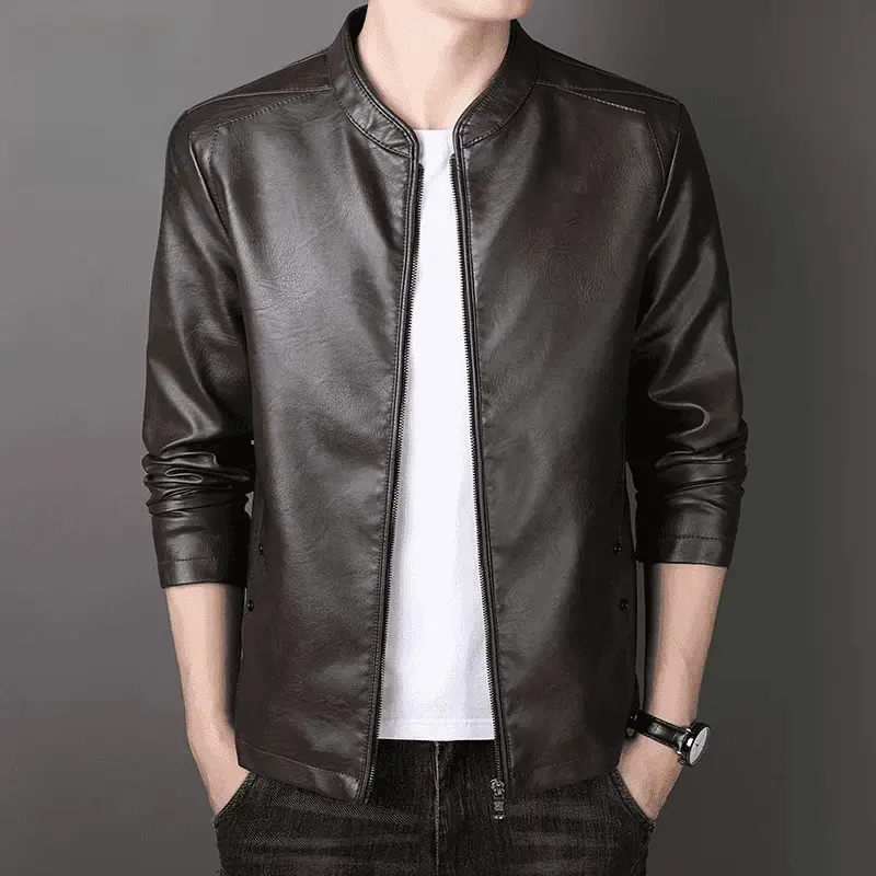 温斯顿男装立领加厚保暖皮衣外套