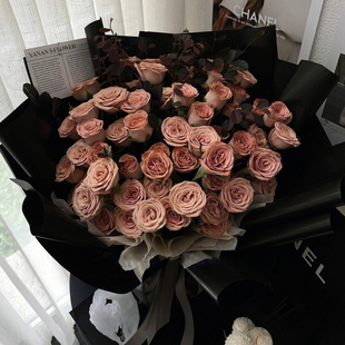 情人节高级卡布奇诺玫瑰花束生日鲜花速递上海成都同城配送女友店