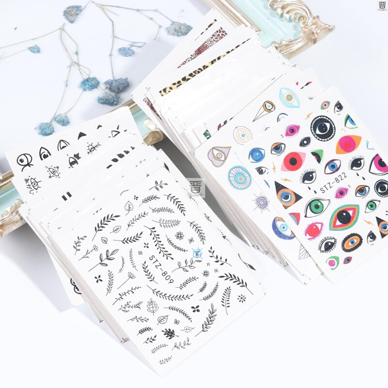 1pc Water Nail Stickers Decal Black Flowers Leaf Transfer