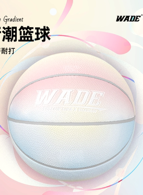 WADE街潮篮球系列7号室内外通用PU防滑吸湿男女通用渐变粉蓝色