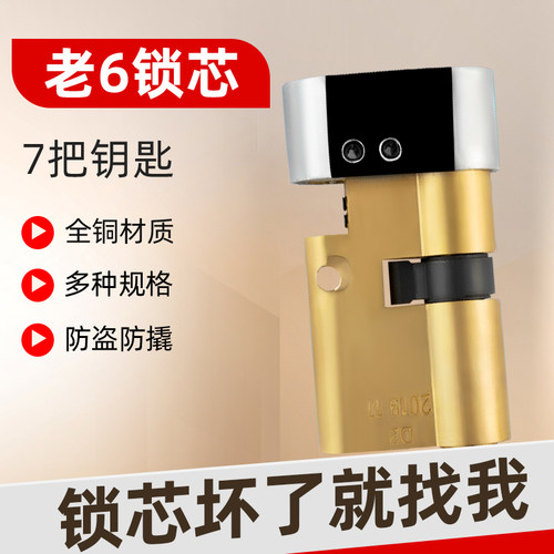 老式铸诚防盗门新6老6全铜锁芯D1