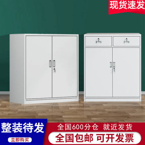 包邮办公室带锁铁皮矮柜阳台收纳柜资料档案储物柜对开门抽屉柜子