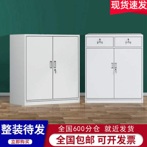 包邮办公室带锁铁皮矮柜阳台收纳柜资料档案储物柜对开门抽屉柜子