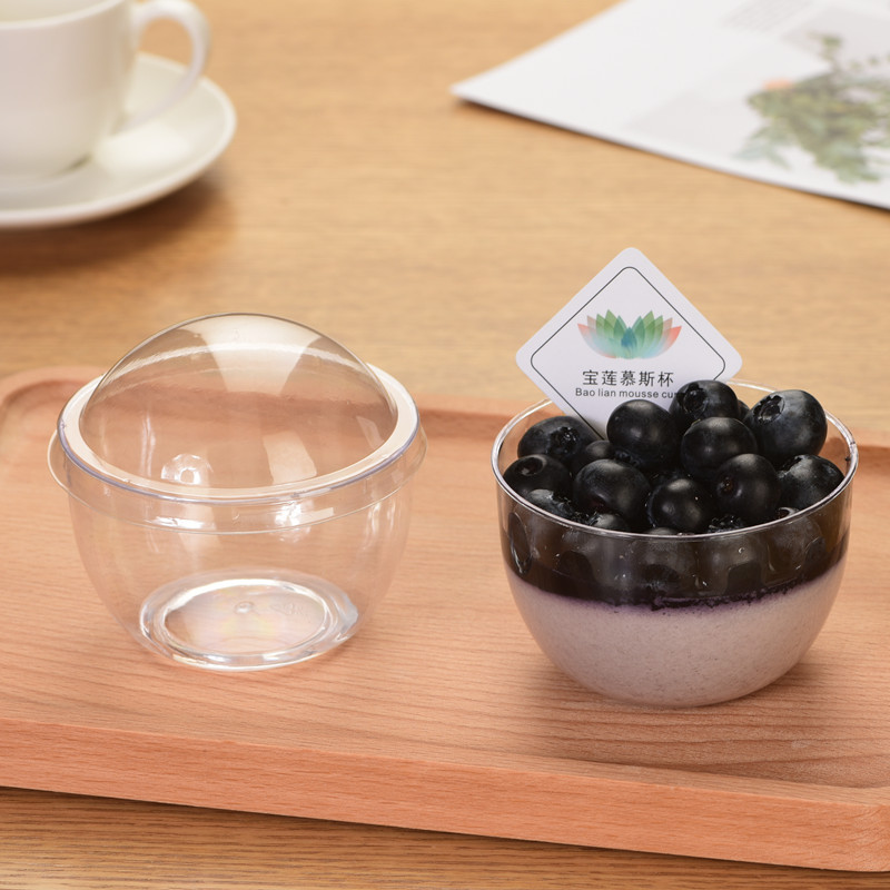 PS一次性木糠杯圆形慕斯杯子带盖提拉米苏杯