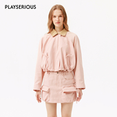 PURA 2026春夏新款 下摆抽绳拼色短外套立体口袋工装 ARTE 半裙套装