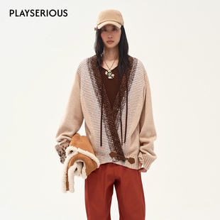 Well Medium 2025秋季 新款 女 渐变花纱v领羊毛开衫 明星同款