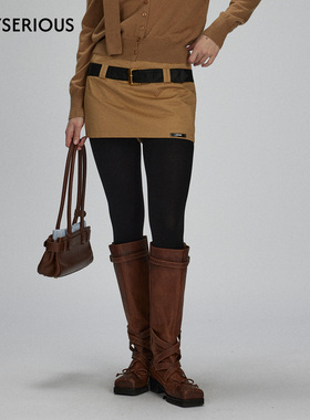 【祝绪丹同款】LACERTA 2025秋季新款时尚假腰带短裙女西装半身裙