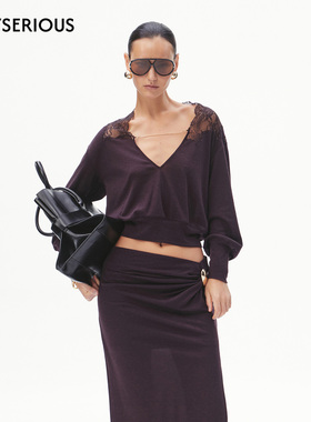 【慎婕同款】CNLEEWEI2026春季新款正反两穿针织上衣半裙套装