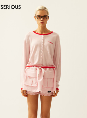 LACERTA 2026春夏新款拼色领边羊毛针织上衣女圆领撞色毛针织衫