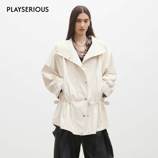 Medium Well 2026春季新款雾面抽绳蝙蝠袖外套女简约休闲通勤外套